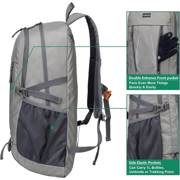 TOMULE Camping Hiking Daypacks, 40L Lightweight Packable Hiking Bacpack - Picture 5 of 9